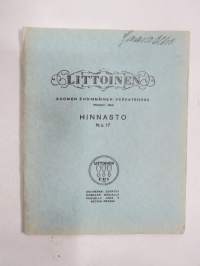 Littoinen Oy Verkatehdas hinnasto nr 17 1935 -fabric catalog and price list