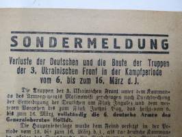 Sondermeldung - Verluste der Deutschen und die Beute der Truppen der 3. Ukrainischen Front... -venäläisten lentolehtinen saksalaisille