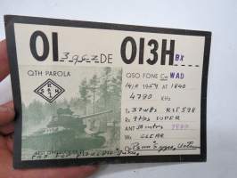 QTH Parola, Hämeenlinna, psm Seppo Uotinen, 14.11.1954 -yhteyskortti / radio amateur´s connection card