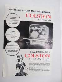 Colston diskmaskin -myyntiesite, ruotsinkielinen /  sales brochure