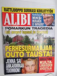 Alibi 2012 nr 7, Pomarkun perhesurma, Mika Muranen, Venäläispoliisi Vostrikov, Timitri Jylhä tappoi koulukaverinsa, Jenna Lepomäki tapettiin Espanjassa, Tornio 1992