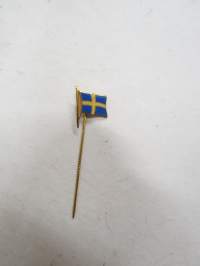 Ruotsi, lippu, emaloitu, neulamerkki -flag of Sweden