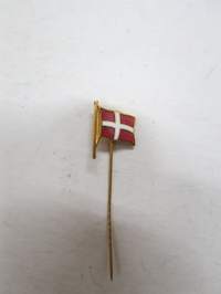 Tanska, lippu, emaloitu, neulamerkki -flag of Denmark