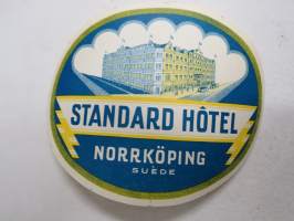 Hotel Standard, Norrköping -matkalaukkumerkki / hotellimerkki - luggage tag