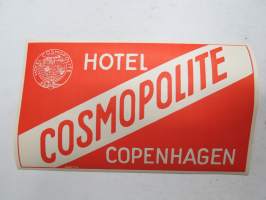 Hotel Cosmopolite, Copenhagen -matkalaukkumerkki / hotellimerkki - luggage tag