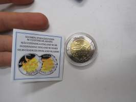 Suomi 5 € 2007 Suomen itsenäisyyden 90-vuotisjuhlaraha kolikko kapselissa / coin