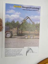 Mowi Skogsutrustning -myyntiesite, ruotsinkielinen / tractor-mounted forestry equipment sales brochure, in swedish