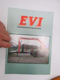 EVI Forstwirtschaftsmaschinen -forestry / farming equipment sales brochure, in german / myyntiesite, saksankielinen
