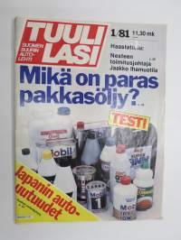 Tuulilasi 1981 nr 1, Paras pakkasöljy?, Dieselmaasturivertailu, Audi rallitalli, Mazda 323, München kilpa-autonäyttely,