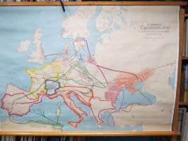 De Germanska folkvandringarna - Germaanien kansanvaellukset / Koulutarpeiden Keskusliike Oy -seinäkartta / koulukartta