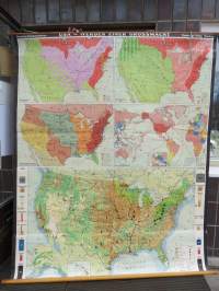 USA - Werden eine Grossmacht - Flemming Schulwandkarten 1965 - USA:n kehitys suurvallaksi -seinäkartta / koulukartta