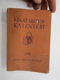 Maatalouskalenteri 1948, runsaasti mainoksia maatalouteen liittyen -agricultural calendar