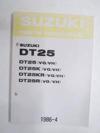 Suzuki DT25 outboard parts catalogue 1986-4, illustrations / perämoottori, varaosaluettelo räjäytyskuvineen
