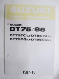 Suzuki DT75/85 outboard parts catalogue 1987-10, illustrations / perämoottori, varaosaluettelo räjäytyskuvineen