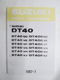 Suzuki DT40 outboard parts catalogue 1987-7, illustrations / perämoottori, varaosaluettelo räjäytyskuvineen
