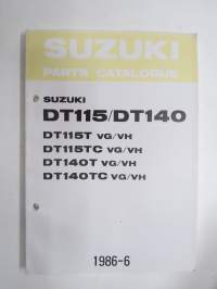 Suzuki DT115 / DT140 outboard parts catalogue 1986-6, illustrations / perämoottori, varaosaluettelo räjäytyskuvineen