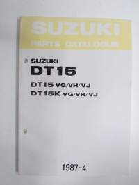 Suzuki DT15 outboard parts catalogue 1987-4, illustrations / perämoottori, varaosaluettelo räjäytyskuvineen