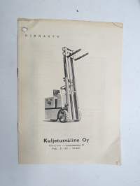 Kuljetusväline Oy, Hinnasto 1.4.1953, renkaita, kärryjä, nostolaitteita