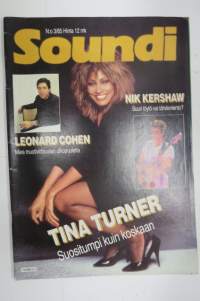 Soundi 1985 nr 3, Nik Kershaw, Leonardo Cohen, Tina Turner