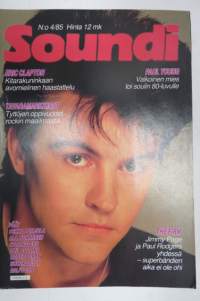 Soundi 1985 nr 4, Pekka Pohjola, M.A. Numminen, Stranglers, Phil Collins, Robert Cray, Shockabilly, Dali`s Car