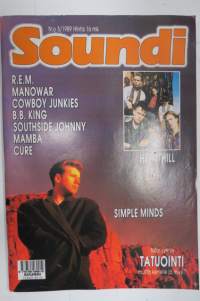Soundi 1989 nr 5, R.E.M, Manowar, Cowboy Junkies, B.B. King, Southside Johnny, Mamba, Cure, Simple Minds.
