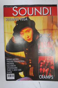 Soundi 1990 nr 5, Suzanne Vega, Public Enemy, Mano negra, Yngwie Malmsteen, Inkinen, Nazareth, Stranglers, Turo´s Hevi Gee, Slade, Cramps.