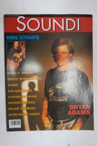 Soundi 1991 nr 10, Dire Straits, Guns N´Roses, Bruce Springsteen, Stone, Eva Dahlgren, Lynyrd Skynyrd, Poverty Stinks, Richie Sambora, Screaming Target.