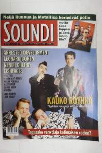 Soundi 1993 nr 1-2, Arrested Development, Leonard Cohen, Neneh Cherry, Fishfaces, Kauko Röyhkä, Värttinä, Honey B & T-Bones, Pekka Pohjola, Kelvynator, Slobo Horo.