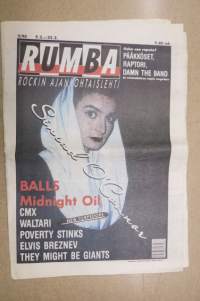 Rumba 1990 nr 5, Balls, Midnight Oil, CMX, Waltari, Poverty Stinks, Elvis Breznev, They Might Be Giants, ym.