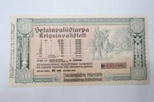 Sotainvaliidiarpa - Krigsinvalidlott arvonta 10.12.1942, nr 037766 -lottery ticket
