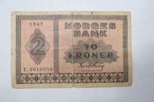 10 kruunua Norja 1947 Norway 10 kroner  E. 4016056 -seteli / bank note