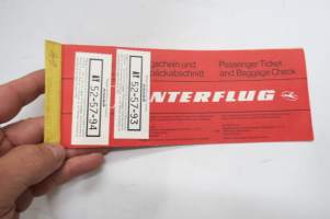 Interflug Flugschein und Gepäckabschnitt - Passenger Ticket and Baggage Check -lentolippu