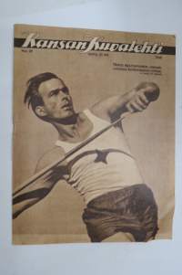 Kansan Kuvalehti 1948 nr 29, 17.7.1948, Kansikuva Tapio Rautavaara, Taideolympian mitalisatoa, Herättäjäjuhla - Nurmo, Vanhukset - kasvava yhteiskunnan osa, ym.