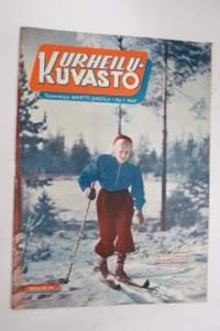 Urheilukuvasto 1949 nr 1, kansik. Kerttu Pehkonen, Kaarina kari, Joensuu-artikkeli, Arvo Vartia, Palkittuna Sun-Maid rusinoilla, Kiri-Veikot Galliassa, Otto Huhtanen