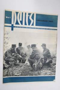 Peitsi 1957 nr 1, Maanpuolustusasioita käsittelevä lehti, 1. ilmestynyt numero, Isänmaallisia juhlia, Suomalaiset YK:n turvallisuusjoukoissa, Rovajärvi, Graf Spee