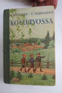 Koulutyössä - yläkansakoulun I:n ja II:n luokan lukukirja, kansikuvitus Rudolf Koivu