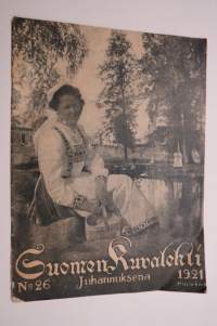 Suomen Kuvalehti 1921 nr 26, kansikuva Juhannuksena, Laulujuhlat pitkästä aikaa, Viipurin Lauluveikot Riiassa, Vanhoja soittimia, Maapallo komeetan pyrstössä, ym.