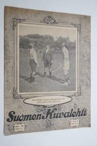 Suomen Kuvalehti 1921 nr 32, kansikuva Kun Itävallan-Suomen jalkapallo-ottelu alkoi, Unkarin edustus Suomessa, Herraskartanoittemme vanhoja kalleuksa, ym.