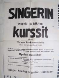 Singer - Ompelu- ja leikkuukurssit, Turku, Palokunnantalo -juliste / poster