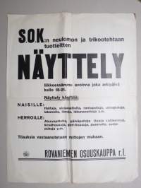 SOK:n neulomon ja trikootehtaan tuotteitten näyttely - Rovaniemen Osuuskauppa -juliste / poster