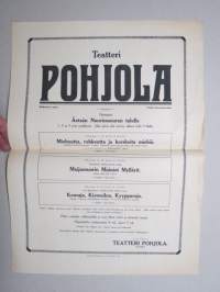 Teatteri Pohjola - vanhin kinoteatteri-liike - Matkustava osasto, näytännöt Äetsä Ns. talo - Miehuutta... / Maijamuorin... 1926 -elokuvajuliste / movie poster