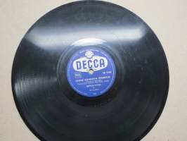 Decca SD 5340 Metro-tytöt ja Decca-yhtye Laulu kahdesta pennistä / Saavuthan jälleen Roomaan -savikiekkoäänilevy / 78 rpm record