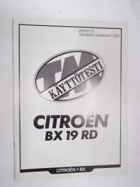 Citroën BX 19  RD 1985, TM käyttötesti eripainos 12/85 -myyntiesite / sales brochure