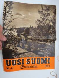 Uusi Suomi 1939 Sunnuntailiite nr 41; Orismala (Orisberg) Isokyrö, Helsingin hautausmaita, Asmo Alho - Jussi-sarjakuva, Kuukausien nimistä, Holger Boetius - Tasapeli