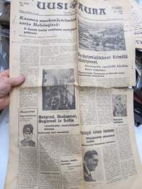 Uusi Aura, 18.4.1944, Kaamea murhenäytelmien sartja Helsingissä - 51 ihmistä kuollut nautittuaan myrkyllistä pulituuria, Mussolini kuolemaisillaan, ym.