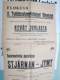 Työläisolympialaiset Vienissä (Wien) elokuva esitetään Kokkola Työväentalo - Kevätjuhla - Seuraottelu painissa - Stjärnan (Pietarsaari) - Jymy (Kokkola), 23.4.1932