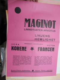 Maginot linnoitusten arvoitus - Linjens hemlighet, Vera Korene, Victor Francen, 1941 -elokuvajuliste / movie poster