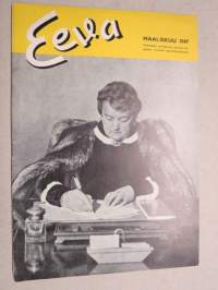Eeva 1947 nr 3 kansikuva Tasavallan presidentin puoliso kirjoittaa nimensä Suurkisa-adressiin, Suomalainen nainen opettaa Maharanille englannin kieltä, ym.