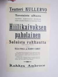 Hiilikaivoksen paholainen, Ella Hall & Harry Carey (Elokuvateatteri Kullervo, Pori) -elokuvajuliste / movie poster