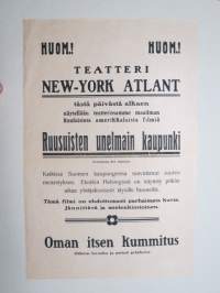 Ruusuisten unelmain kaupunki & Oman itsen kummitus (Elokuvateatteri New-York Atlant) -elokuvajuliste / movie poster